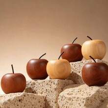 1/2/4pcs Apple Shaped Aroma Diffuser - Wood Grain Apple Aromatherapy Diffuser, Suitable For Home, Car And Hotel Decoration. Wooden Apple Air Freshener, Perfect For Christmas And Halloween Decor. - Apricot - View 2