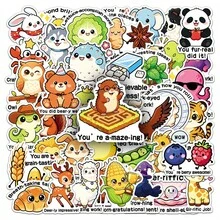 50pcs Cartoon Cute Encouragement Text For Children's Praise Stickers Cool Room DIY Waterproof Decoration Suitable For Mobile Phone Computer Wall Skateboard Water Cup Window,Teens Durable Small Gift - A-multicolor - View 6