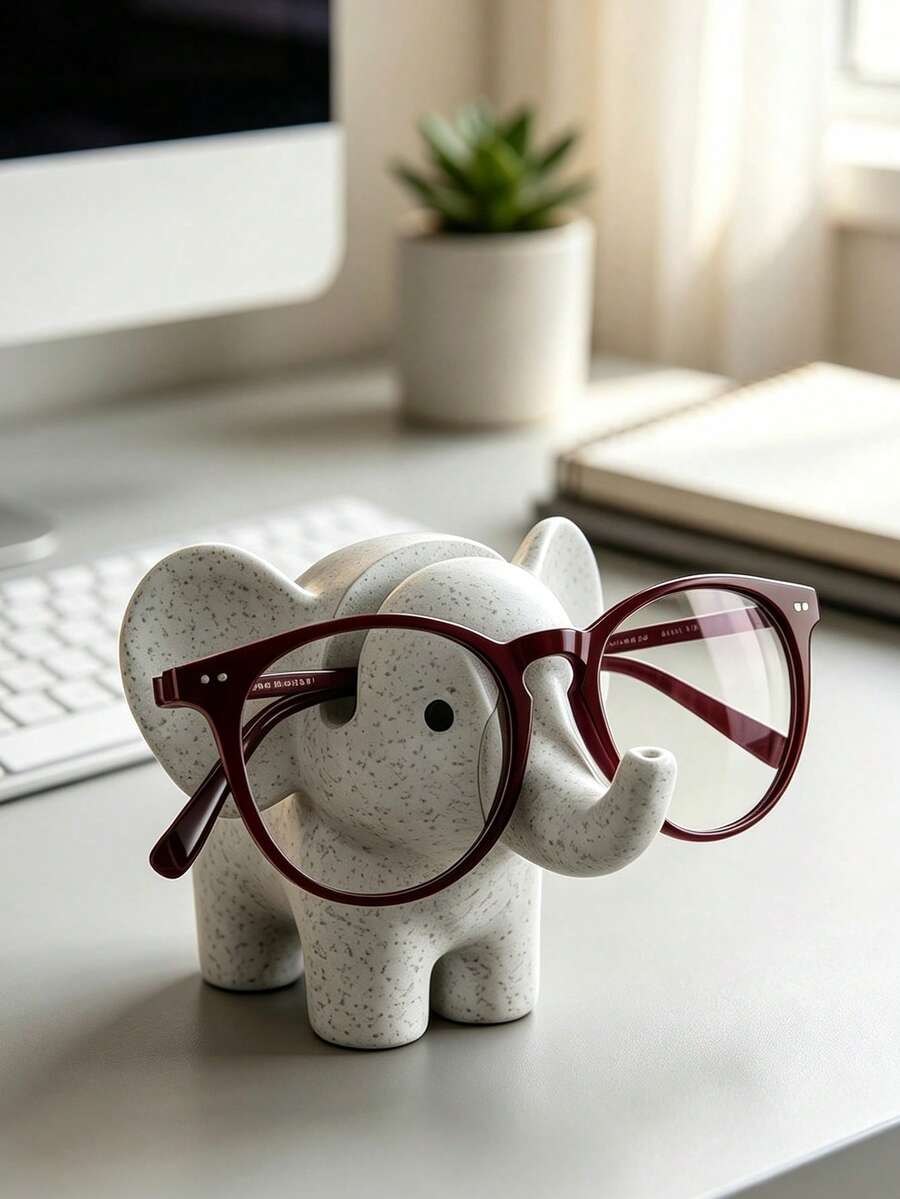 Cute Elephant-Shaped Stylish Eyeglasses Display Stand, Creative Elephant Eyeglasses Frame Ornament, Desktop Storage Rack, Elephant-Shaped Resin Eyeglasses Frame, Sturdy Eyeglasses Display Stand, Fun Resin Eyeglasses Storage Rack. - A - View 1