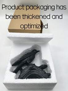 1pc Black Crow Statue Gothic Crow Figurine, Resin Material Black Bird Sculpture With Tree Stump Base, Realistic Carved Feather Details, Dark Aesthetic Witch Theme Home Decor, Suitable For Desk, Mantel, Fireplace Shelf Decoration, Unique Gift, Collectible - 1 Wooden Stake Crow - View 2