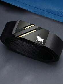 1pc Bull Pattern Double-Bar Men's Belt, Luxury Brand Ratchet Belt For Suits, Ideal Gift Choice - Bull - View 13
