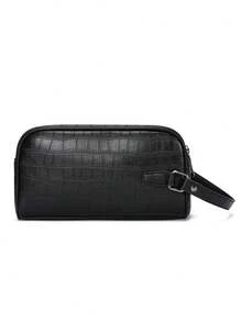 1pc Men's PU Large Capacity Clutch Bag, Crocodile Texture, Personal Items Storage Bag, Toiletry Bag, Multi-Card Slot Wrist Bag, Perfect Gift For Boyfriend - Wristlet - View 5