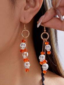 Halloween Funny Ear Pendants In A Retro Gothic Style With Skull-Shaped Tassels As Party Costume Accessories - Multicolor - View 2