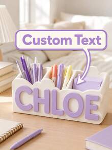 Personalized Desk Organizer With Custom Name, Pen Pencil Holder, Stationery Storage Box, Makeup Brush Organizer, Multi Compartment Desktop Storage, Office Desk Accessory, Custom Name Pen Cup, Vanity Organizer, Personalized Gift - Multicolor - View 7