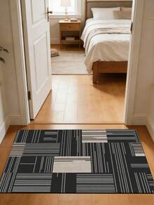 1pc Modern Geometric Patchwork Line Pattern 3.5mm Cuttable Kitchen Rug, Absorbent And Wear-Resistant, Suitable For Entrance Mat, Indoor/Outdoor Door Mat, Kitchen, Bathroom, Living Room, Hallway, Garden, Bathroom Mat - Multicolor - View 11