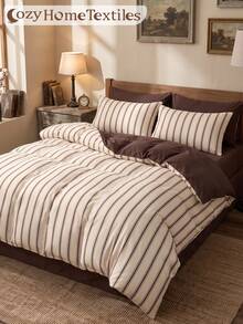 2/3 Piece White Striped Pattern Duvet Cover Set, Bedding, Comfortable & Breathable, Lightweight & Anti-Pilling, Machine Washable, Room Decor, Bedroom Decor, Dorm Bedding, All Season, Suitable For Twin/Full/Queen/King/California King Bed, Autumn Home Decor - Multicolor - View 5