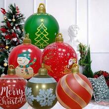 Extra Large Inflatable Christmas Ball Giant Red & Green Holiday Decoration Ball With Snowman, Reindeer, Gift Patterns PVC Material Outdoor/Indoor Party Decoration Ideal Choice For Event Planning - Multiple Styles - View 2