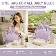2026 New Drawstring Insulated Lunch Bag, Large Capacity Portable Handheld Cooler Tote Bag, Easy To Clean And Reusable, Suitable For Office Work, Daily Commute, Picnic, Outdoor Use - Multicolor - View 10
