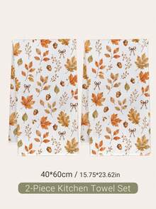 2pcs Minimalist Autumn Fallen Leaves & Maple Fruit Pattern Kitchen Towels, Soft Polyester Dish Cloths, Suitable For Kitchen Decor, Kitchen Cleaning, Holiday Party Decoration, Kitchen & Bathroom Supplies, Home Essentials, Home Decor, Housewarming Gift - Multicolor - View 9