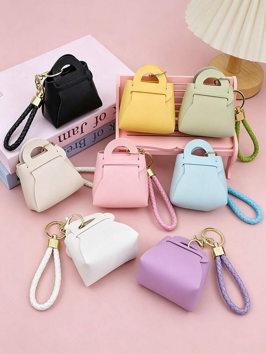 1pc Mini Handbag - Macaron Colors & Solid Colors (Black, Pink, Yellow, Blue, Green, Purple, White, Transparent) - Women's Birthday Party Wedding Gift Bag, With Gold-Tone Hardware, Suitable For Girls, Brides, Baptism - Decorative Party Favors & Christmas Decorations - Multicolor - View 1