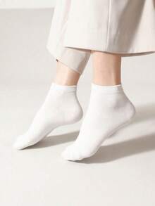 1/5/10/15/20 Pairs Solid Color Plus Size Invisible Socks, Unisex, Non-Slip Breathable Sweat-Absorbing, Casual Sports Socks, Suitable For All Seasons - White - View 5