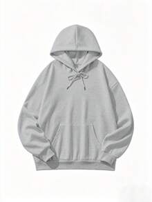 純色連帽套頭衛衣，女款 Y2K 連帽衫，秋季女款返校休閒款 - 灰色 - 查看 3