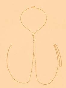 1pc Crescent Moon & Star Rhinestone Long Body Chain, Adjustable Y-Shaped Design, Sparkling Body Jewelry For Evening Party - Rhinestones - View 10