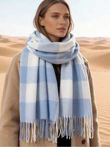 1pc All-Season Printed Scarf New Plaid Headscarf Fashion Beach Towel Women's Air Conditioning Shawl Outdoor Travel Scarf Luxury & Daily Use Headwrap Classic Striped Warm Shawl Casual Polyester - Multicolor - View 10