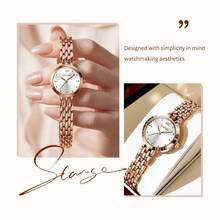 OLEVS Women's Quartz Watch Stainless Steel Strap Minimalist Roman Numeral Dial Crystal Accents Elegant Wristwatch Birthday Gift For Women - Rose Gold - View 7