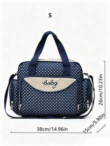 Bolsa de pañales con compartimentos de gran capacidad y a la moda con lunares para salir con el bebé - Azul Marino - Ver 13