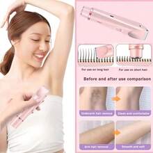 AXH 2-In-1 Women's Electric Shaver, Painless Bikini Trimmer, Waterproof & Detachable Head For Women's Intimate Area - Multicolor - View 2