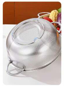 Saringan Stainless Steel, Keranjang Pencuci Sayuran, Pencuci Beras, Ayakan Dapur Bulat, Keranjang Buah dan Sayuran - S - View 9