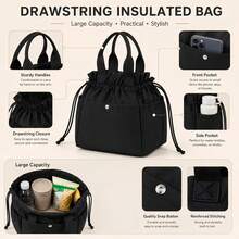 2026 New Drawstring Insulated Lunch Bag, Large Capacity Portable Handheld Cooler Tote Bag, Easy To Clean And Reusable, Suitable For Office Work, Daily Commute, Picnic, Outdoor Use - Multicolor - View 11