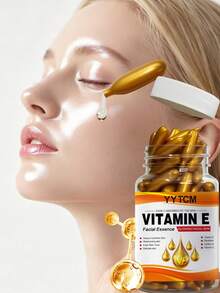 YYTCM 維生素E臉部精華膠囊，深層保濕補水使肌膚光滑，含植物萃取角鯊烷與維生素C抗氧化亮白臉部精華膠囊，18/48/60/90/120/180/300/450顆，日常臉部護膚 - Vtiamin E - 查看 2