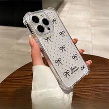 極簡粉色波點蝴蝶結十字設計防摔手機殼，夏季日常必備，適用於 Apple 17 17 Pro 17 Pro Max - 彩色 - 查看 4