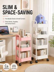 2/3/4/5layer Swivel Wheel Mobile Storage Carbon Steel/Plastic Trolley,Multi-Functional Storage,Easy To Assemble,Suitable For Home And Commercial Use,Applicable To Storage And Organization In Kitchens, Bathrooms,Bedrooms,Offices,Warehouses And Garages - White - View 10