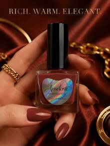 Cat Kuku Berbasis Air Anselora Merah Terracotta, Mengkilap Tinggi, Cepat Kering, Hasil Halus, 12ml, Tidak Perlu Lampu, Manikur DIY Harian - Redwood - View 7