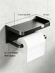 1pc/10pcs Modern Minimalist Metal Wall-Mounted Toilet Paper Holder, Rectangular Shelf Design, Integrated Top Storage Tray And Toilet Paper Roll Holder, Multi-Functional Storage Organizer, Bathroom Restroom Home Indoor Daily Use - Multicolor - View 5
