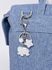 1pc Elegant Faux Pearl Heart Star Elephant Keychain, Bag, Earphone Case, Phone Case Accessory, Creative Gift - Multicolor - View 6
