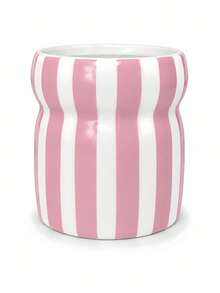 1pc Minimalist Ins Style Striped Curved Planter, Multi-Functional Desktop Storage Box Suitable For Succulents, Makeup Brushes, Stationery - Waist-cinching Stripes - View 12