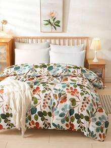 Plant Print Duvet Cover Without Filler - Multicolor - View 1