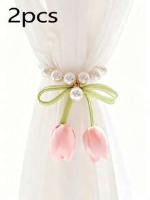 1pc/2pcs Pearl Flower Curtain Tie Backs, Suitable For Children's Room, Baby Supplies, Room Essentials And Nursery Decor - Multicolor - View 9