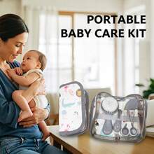 New 7pcs/Set Care Kit With Bag, Portable Travel Set With Bath Brush, Nail Clipper, Nail File, Scissors- Ideal Gift For New Parents, Kids Grooming Kit - Multicolor - View 2