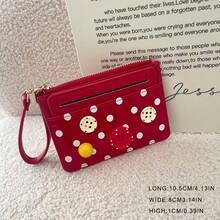 Cute Polka Dot Card Holder 3D ButtonDecor Wristlet Zipper Coin Purse,Small Wallets For Women - Multicolor - View 4