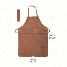 Pure Black Customizable Name LOGO Store Name Work Apron, Industrial Style Faux Leather Halter Apron, Multi-Pocket, Adjustable Buckle Shoulder Straps, Stain-Resistant Wear-Resistant Tool Apron, Suitable For Workshop, Kitchen, Restaurant, Barbershop, Gardening, Handmade DIY - Multicolor - View 6