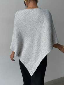 Fashion Solid Color Ribbed Shawl, Casual Autumn/Winter - Light Gray - View 5