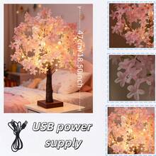 粉色櫻花夢 45cm 高精緻小樹造型燈 櫻花樹燈 USB供電 暖白色LED燈珠 適合臥室/婚禮派對/居家裝飾 聖誕節/生日/情人節/婚禮/派對首選 - 淺粉紅色 - 查看 2