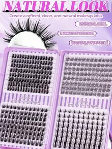 400 Mixed Lashes, 4 Different Styles, Including Pointed Lashes, Maple Leaf-Shaped Lashes, And Single Lashes For Extending The Outer Corners. Perfect For Beginners, Comes With Glue, Remover, And Tweezers. Great For Students And Back-To-School Season. - Black - View 6