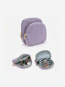 Portable Foldable Jewelry Storage Bag, Large Capacity Multi-Layer Compartments, Earring Ring Necklace Bracelet Stud Brooch Jewelry Organizer Box - Multicolor - View 9
