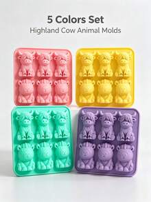 New Cute 3D Highland Cow&Capybara Ice Cube Mold, Multi-Functional Home Chocolate Mold. Refrigerator Ice Tray, Suitable For Home, Bar, Club, Whiskey, Party And Gift - Mini Highland Cow Ice Cube Mold, Kitchen Accessory, Home Supplies, Baking - Multicolor - View 5