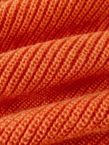 Girls' Orange Round Neck Long Sleeve Knitted Sweater, Halloween Ghost & Pumpkin Embroidered Pattern, Sweet Cute Casual Versatile Pullover, Suitable For Holiday Party, Daily Wear, Spring, Autumn, Winter - Orange - View 7
