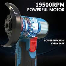 VERVEO Mesin Gerinda Sudut Mini 12.6V, Mesin Poles, Alat Listrik Multifungsi untuk Memoles, Menghilangkan Karat, Memotong, Perbaikan Rumah DIY, Perlengkapan Penting dengan 2 Paket Baterai 2.0Ah dan Antarmuka TYP-C - Baby Blue - View 7