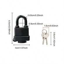 1pc Waterproof Long Body Rust-Proof Padlock, Tool Shed Lock, Reinforced Padlock, Fence, Gym Locker, Backyard Gate, Bicycle, Yard - Black - View 2