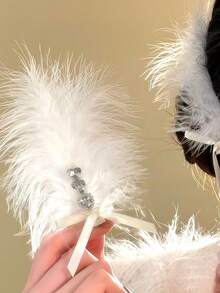 2pcs Women's Bow-Shaped Rhinestone Feather Hair Clips, New Style Side Hair Clips , Hair Accessories, Headwear - Multicolor - View 3