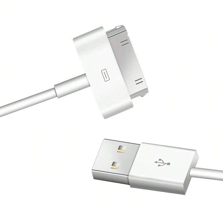 1 cáp sạc đồng bộ USB 30 chân, tương thích với các thiết bị Apple đời cũ, tương thích với iPhone 4/4S 3G/3GS, 1/2/3, iPod Nano/iPod Touch - trắng - Xem 1