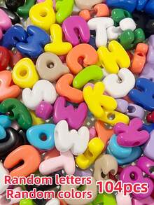 104 piezas de cuentas acrílicas de colores del arcoíris, cuentas decorativas multicolor con cuentas de letras mezcladas al azar, adecuadas para la fabricación de joyas DIY, cadenas de teléfono, llaveros, clips para zapatos, decoraciones de bolsos, accesorios para pulseras, collares y aretes - Multicolor - Ver 20