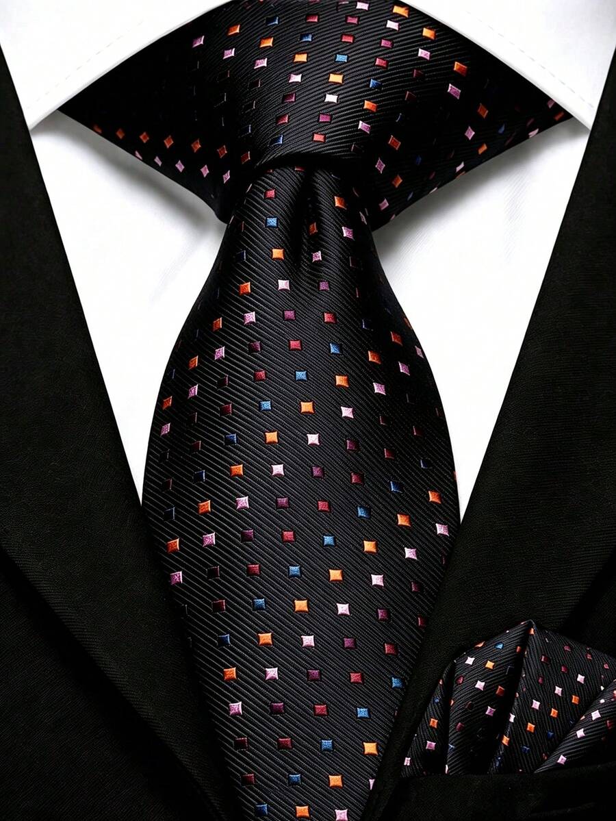 Men's Tie Set, Classic Fashion Tie And Pocket Square Set, Suitable For Weddings, Business And Banquets - Multicolor - View 1