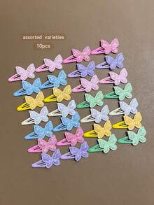 10pcs Random Color Butterfly Hair Clips, Sweet Style Hair Accessories For Daily Wear - Multicolor - View 4