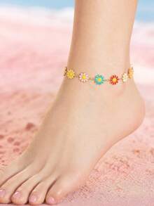 European & American Colorful Daisy Flower Anklet, Fresh Sweet Fashion Creative Jewelry - Multicolor - View 6