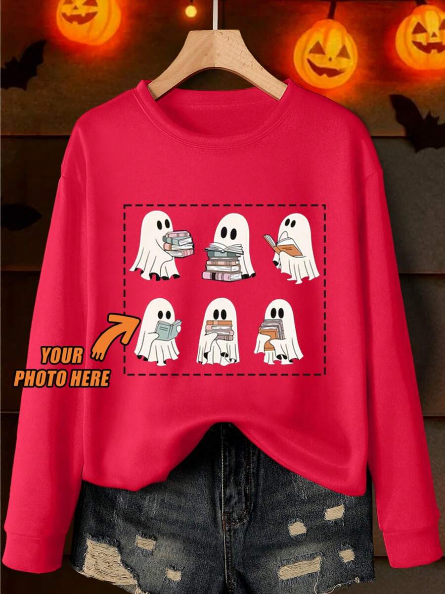 Custom Women's Crewneck Sweatshirt – Fall/Winter/Spring Top. Upload Your Own Images And Text To Create A Unique, Creative Top - Red - View 1